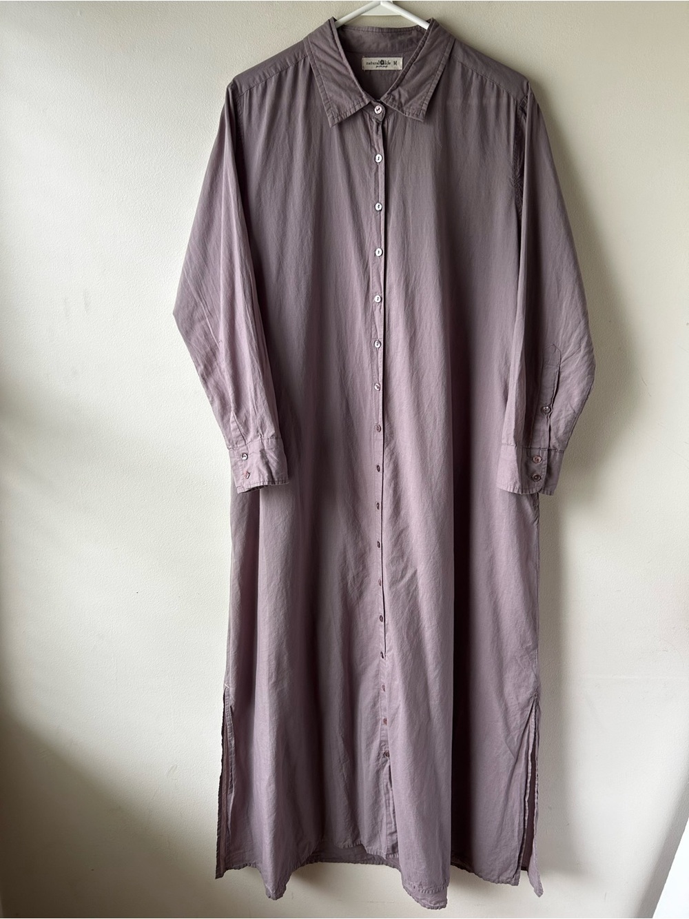 Minimalist Boho Natural Life Drew Cotton Shirt Dress Dusty Mauve Purple Medium